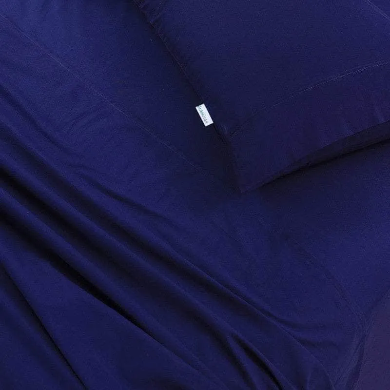 100% Egyptian Cotton Vintage Washed 500Tc Navy Blue Double Bed Sheets Set