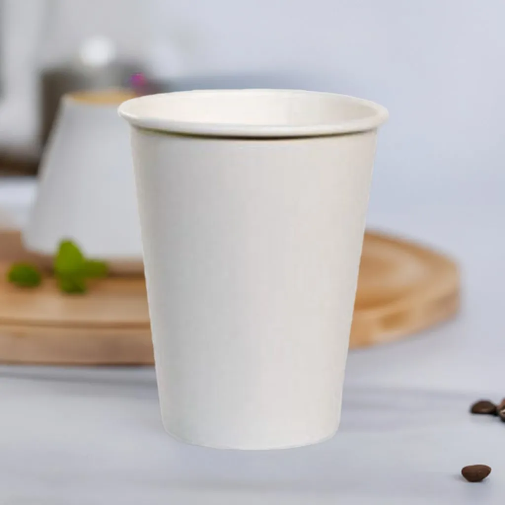 12oz Single Wall Coffee Cups with PE Lining - Plain White