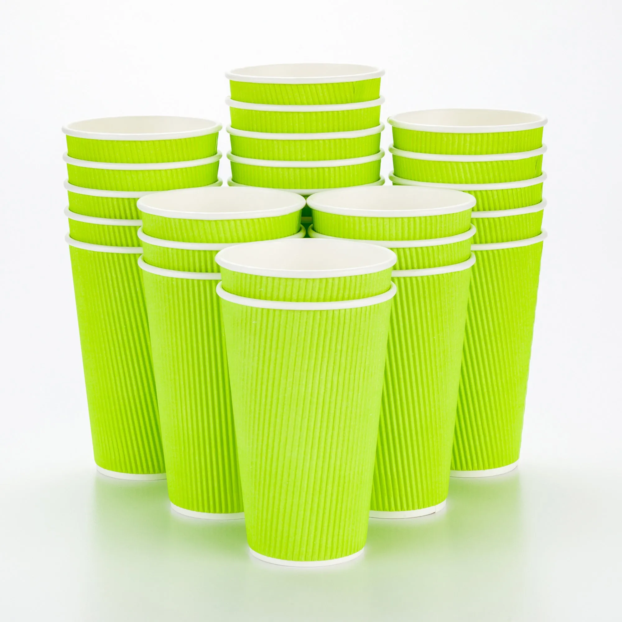 16 oz Eco Green Paper Coffee Cup - Ripple Wall - 3 1/2" x 3 1/2" x 5 1/2" - 25 count box