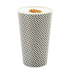 16 oz Houndstooth Paper Coffee Cup - Spiral Wall - 3 1/2" x 3 1/2" x 5 1/2" - 25 count box