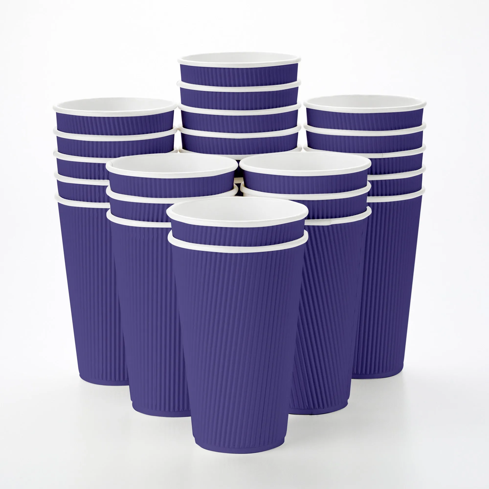 16 oz Royal Purple Paper Coffee Cup - Ripple Wall - 3 1/2" x 3 1/2" x 5 1/2" - 25 count box