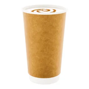 20 oz Kraft Paper Coffee Cup - Double Wall - 3 1/2" x 3 1/2" x 6 1/4" - 10 count box