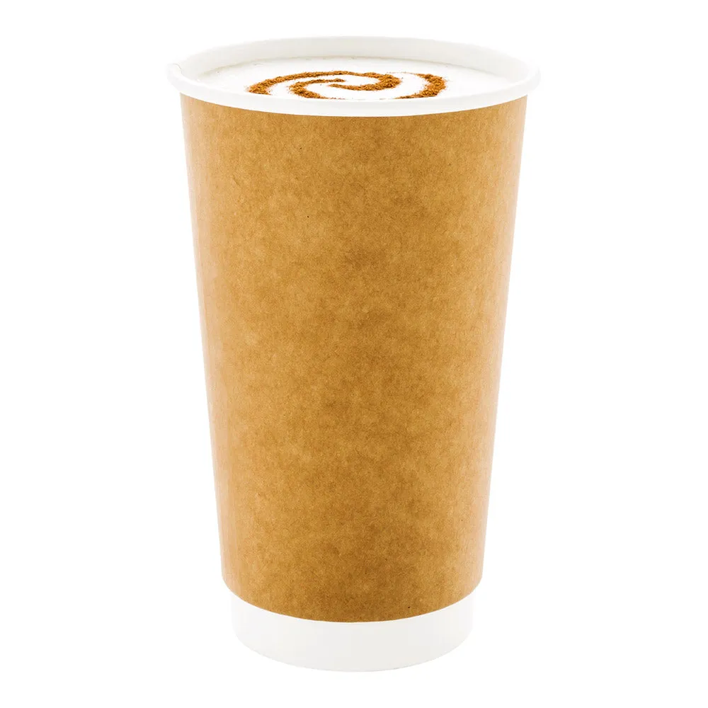 20 oz Kraft Paper Coffee Cup - Double Wall - 3 1/2" x 3 1/2" x 6 1/4" - 250 count box