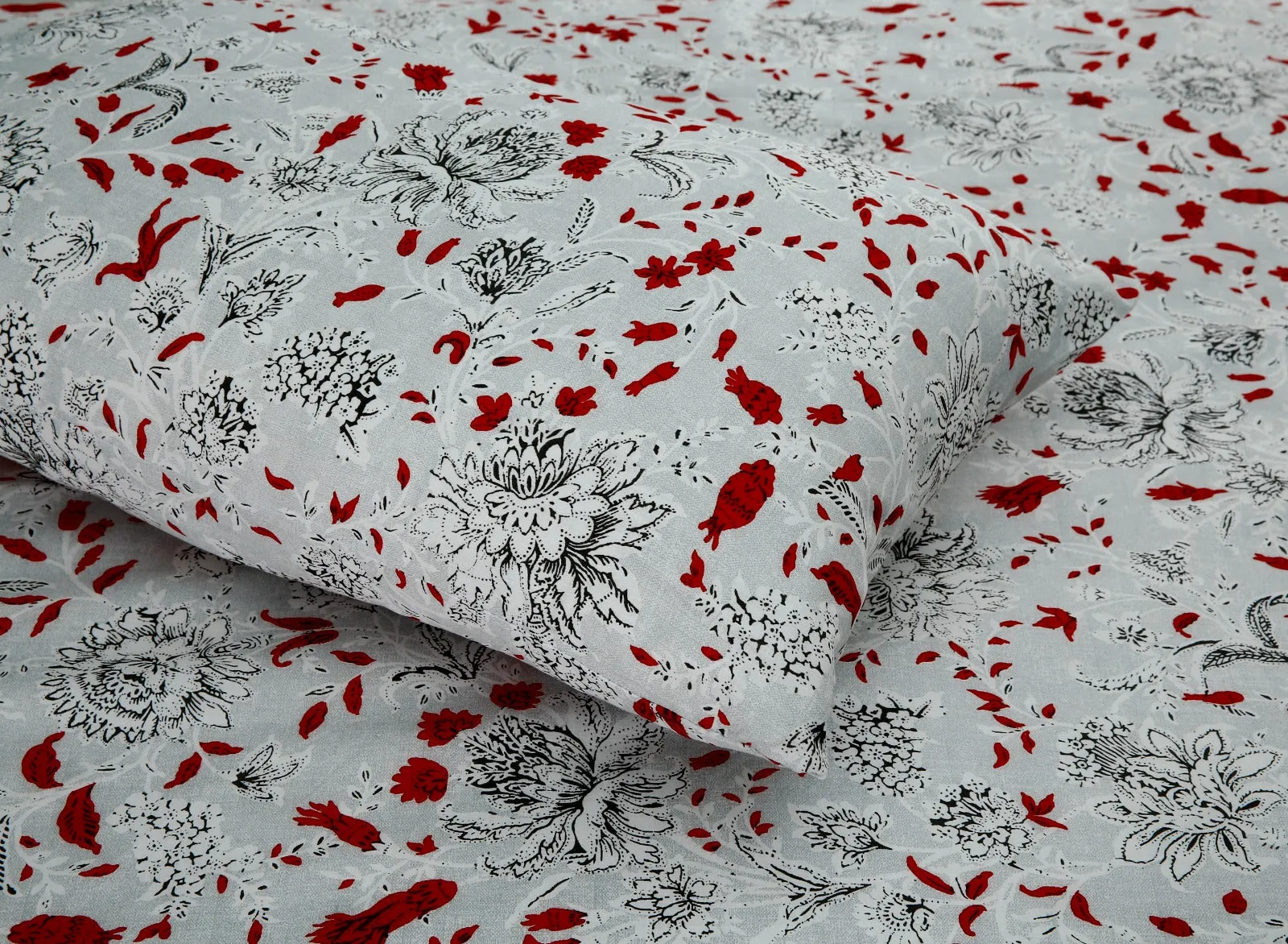 2Pcs Single Bed Sheet-Maroon flowers