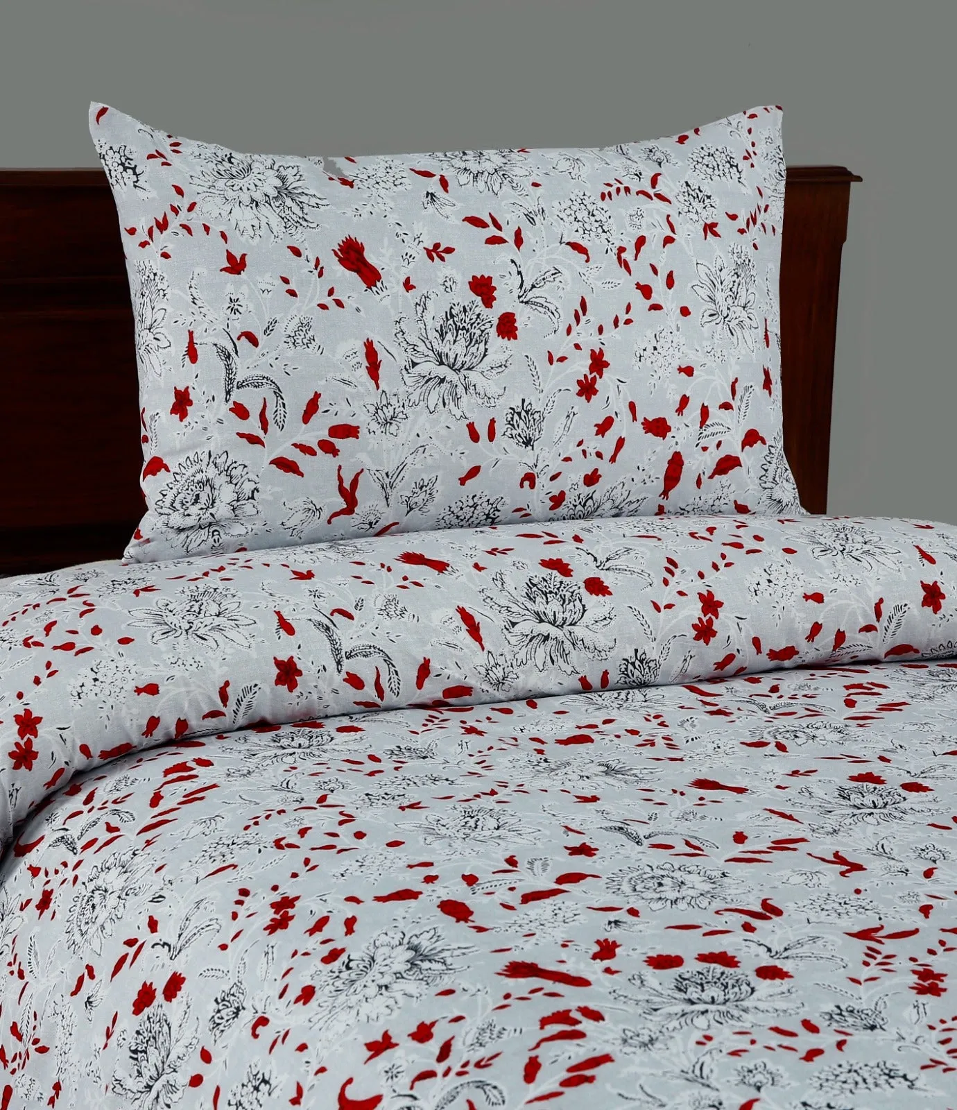 2Pcs Single Bed Sheet-Maroon flowers