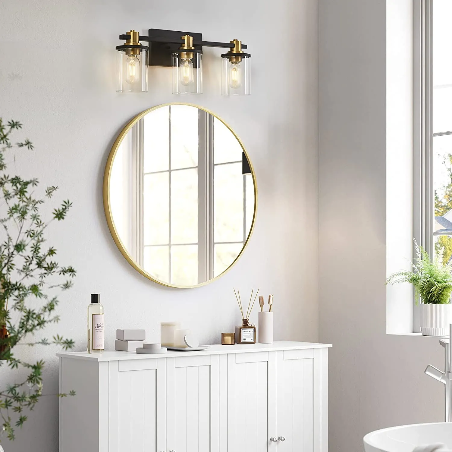 3-Light Bathroom Vanity Light, Gold