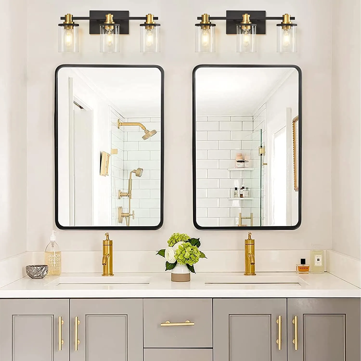 3-Light Bathroom Vanity Light, Gold