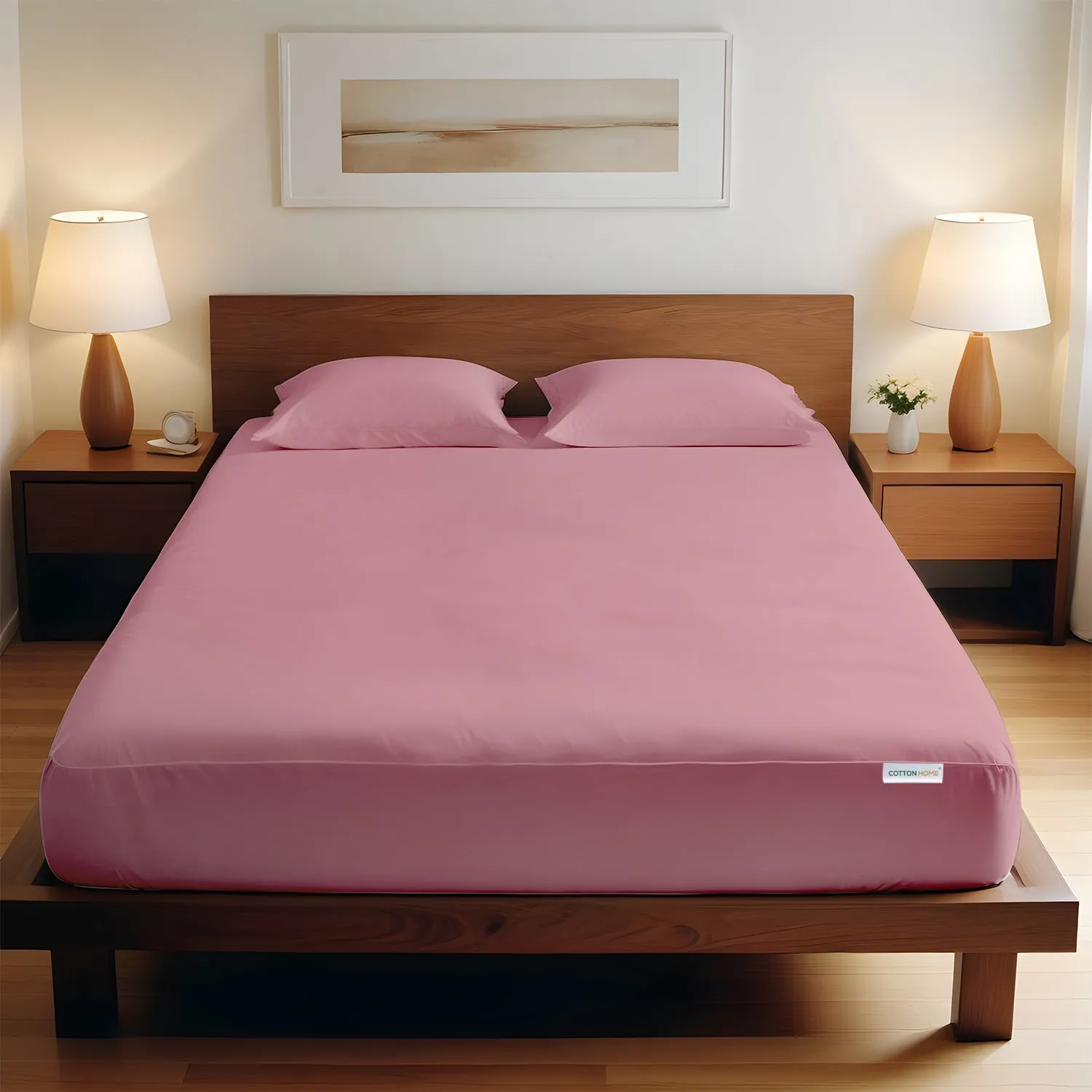 3 Piece Fitted Sheet Set Super Soft Mauve Single Size 120x200 25cm with 2 Pillow Case