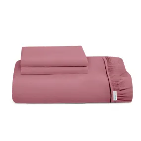 3 Piece Fitted Sheet Set Super Soft Mauve Single Size 120x200 25cm with 2 Pillow Case