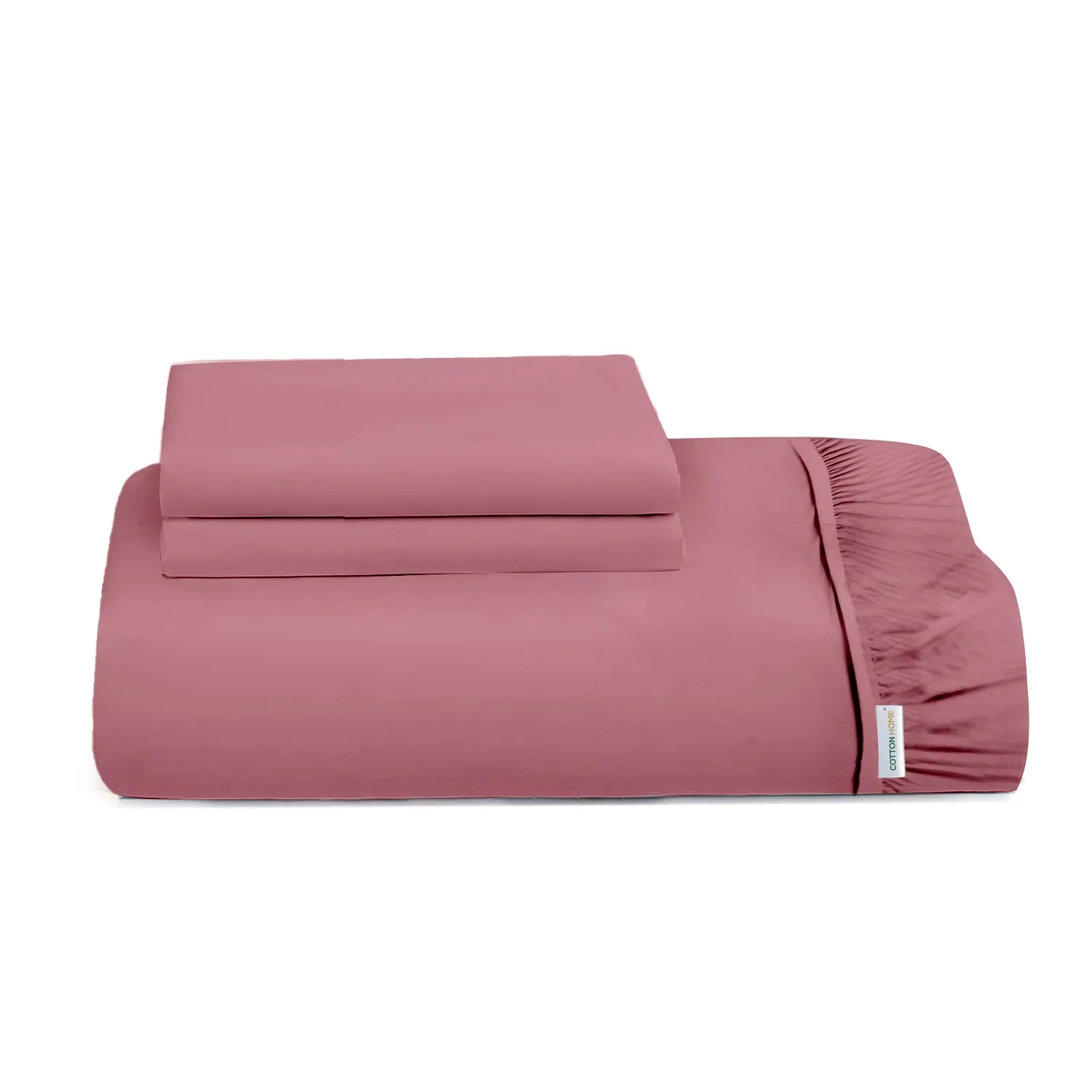 3 Piece Fitted Sheet Set Super Soft Mauve Single Size 120x200 25cm with 2 Pillow Case