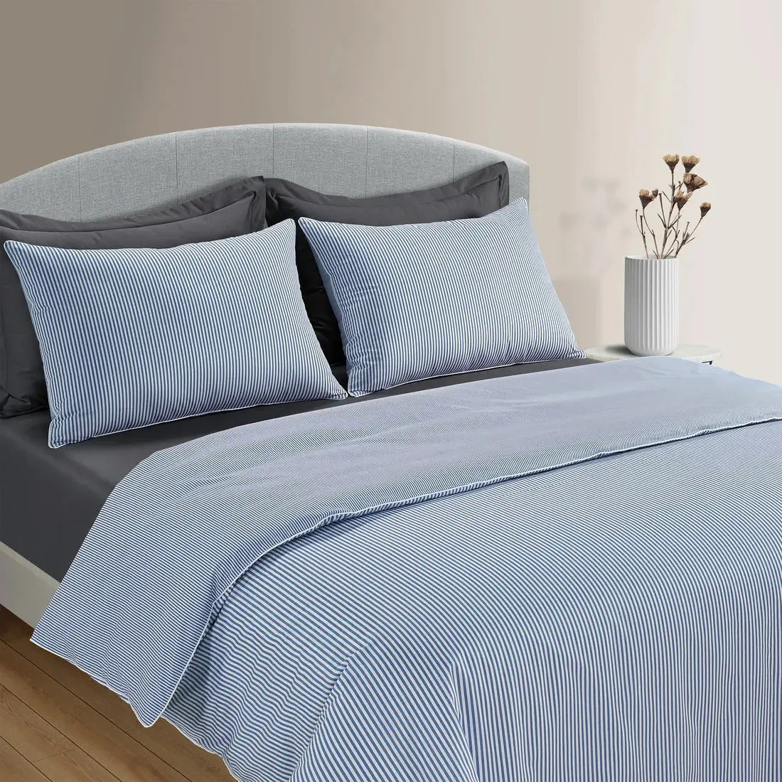 300 Thread Count Celeste Quiet Harbour with Graphite Grey Bedding Set