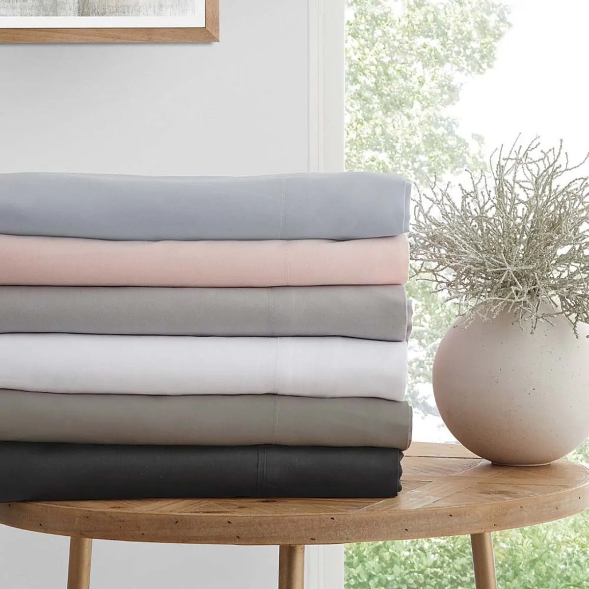 300TC Cotton Percale Sheet Set Denim by Logan and Mason