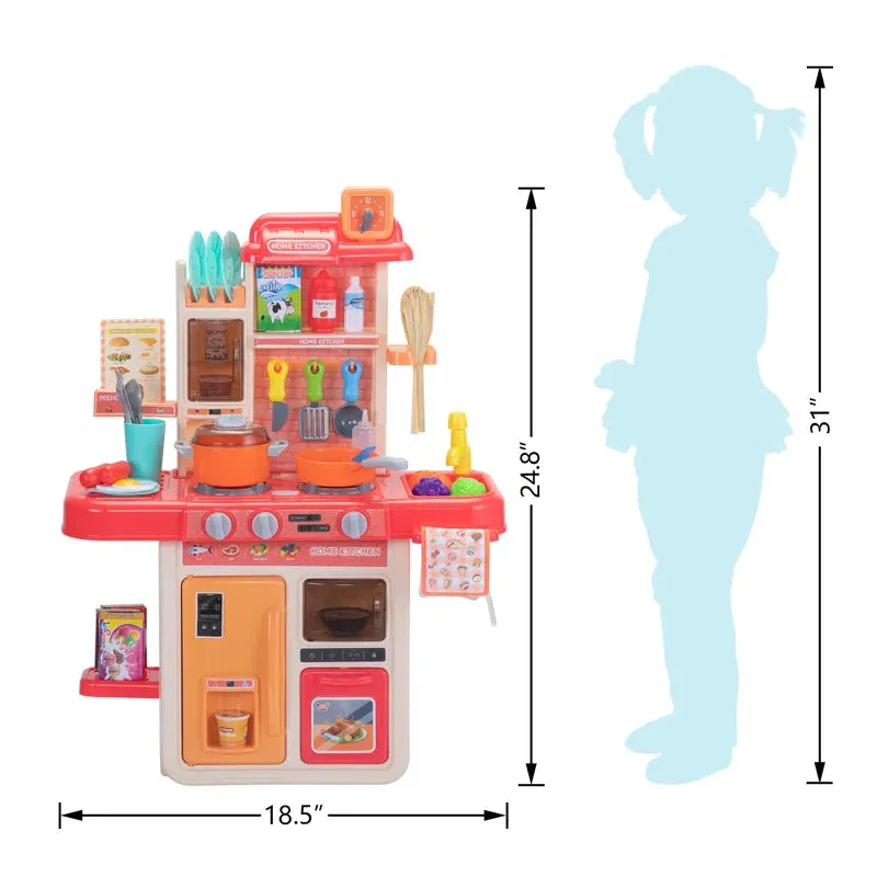 42 PCS Plastic Play Kitchen Set Toddler Kitchen Accessories Pretend Play Set with Table Cloth