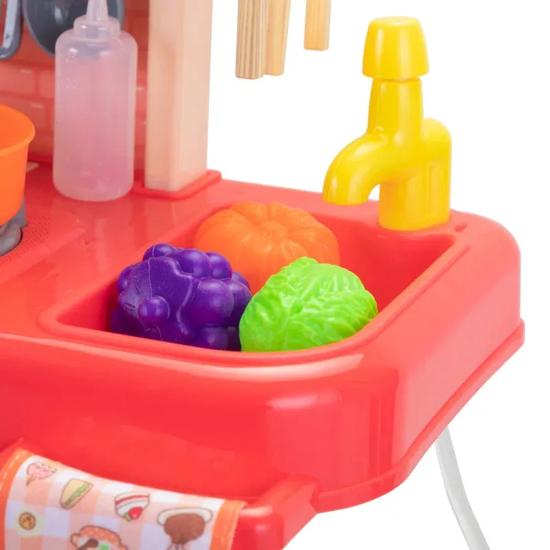 42 PCS Plastic Play Kitchen Set Toddler Kitchen Accessories Pretend Play Set with Table Cloth