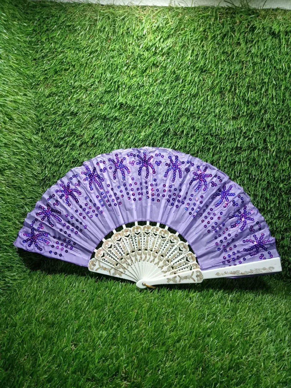 4930 Hand Folding Fan, Chinese Vintage Style Handheld Fan with Fabric Sleeve