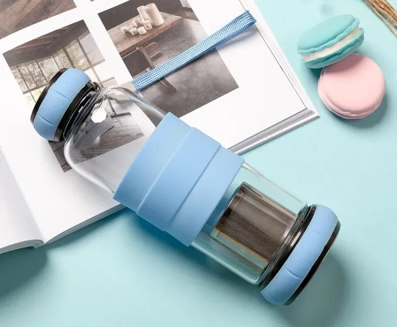 550ML Portable Glass Water Bottle