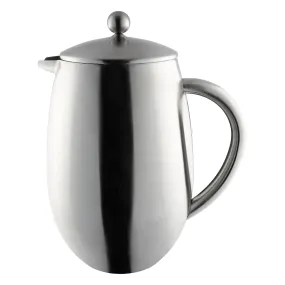 6 Cup Bellied Cafetiere, Double Walled, Satin