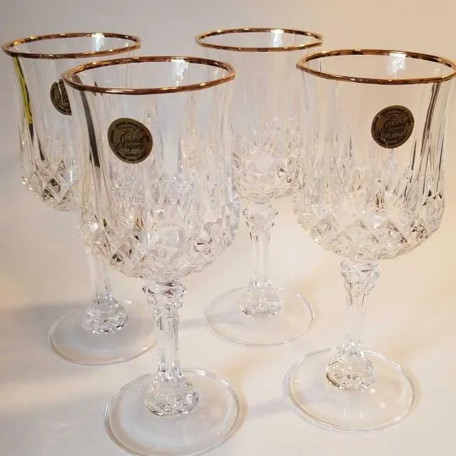 6pcs Cristal d'Arques Garanti France Stemware 24% Lead Crystal glass 6" tall Pair