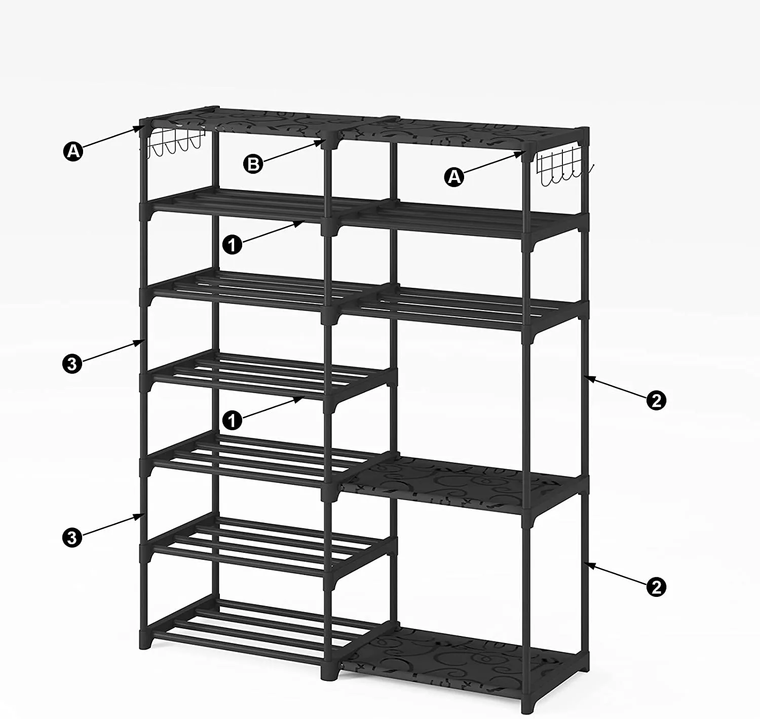 7 Tiers Shoe Rack Organizer,Sturdy Metal Shoe Rack Boots Organizer 24-30Pairs Double Row Shoe Storage Shoe Shelf Shoe Cabinet Tower for Closet by SHOWIN