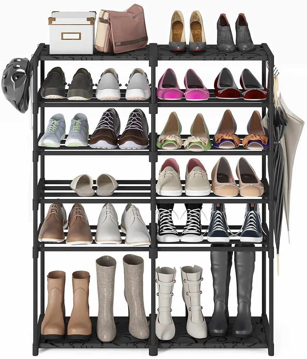 7 Tiers Shoe Rack Organizer,Sturdy Metal Shoe Rack Boots Organizer 24-30Pairs Double Row Shoe Storage Shoe Shelf Shoe Cabinet Tower for Closet by SHOWIN