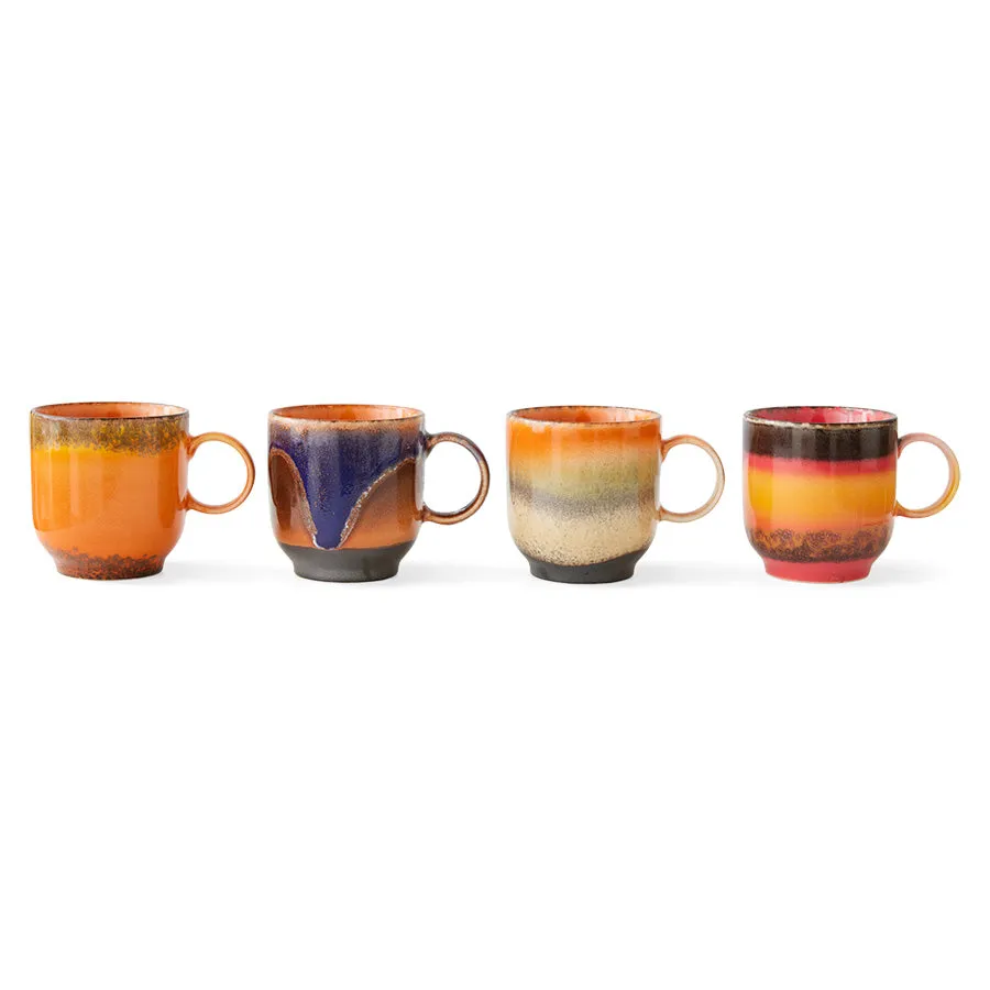 70s Ceramics Café Mugs in Brazil - Set of Four