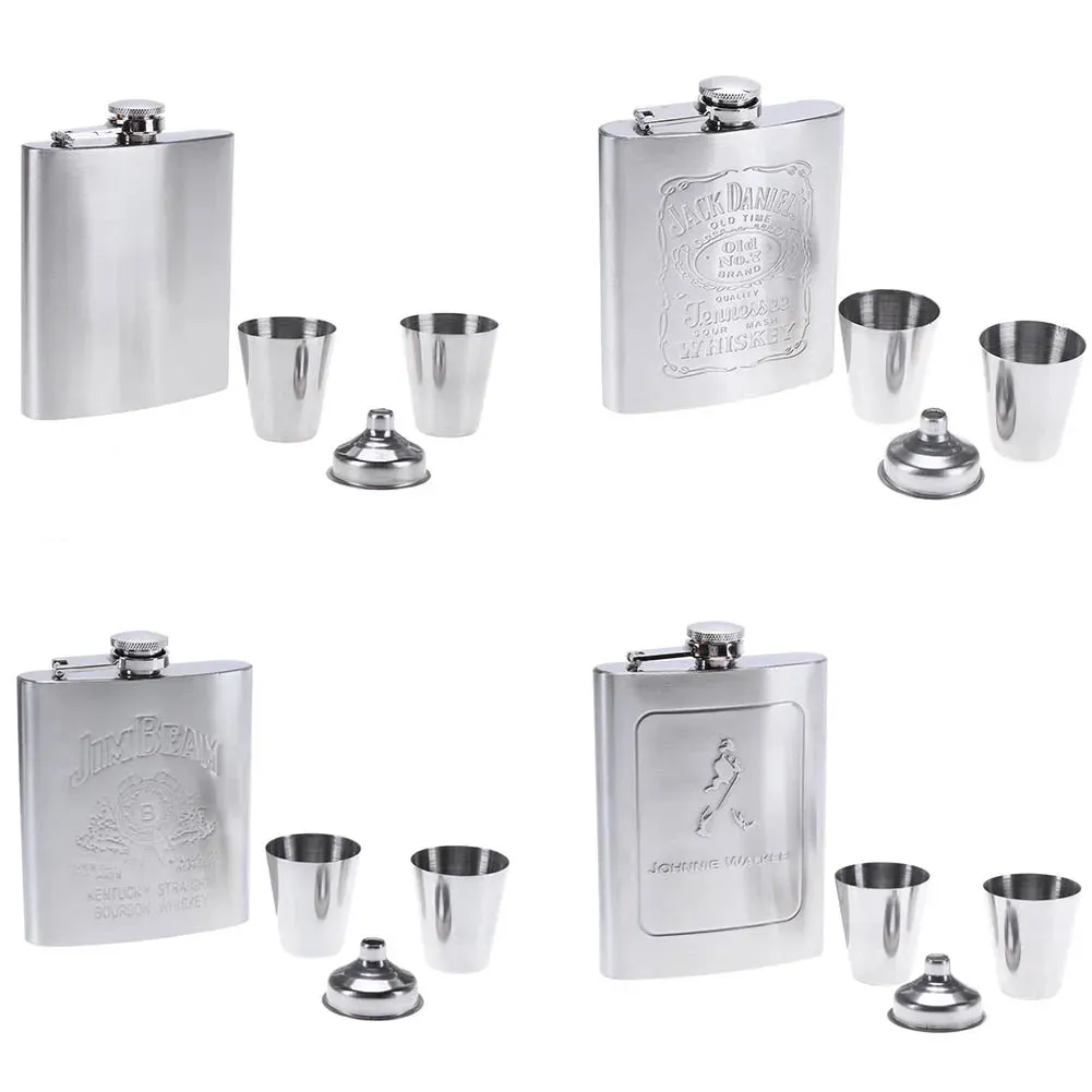 7oz Silver Whiskey Flask Set - Perfect Father's day Gift