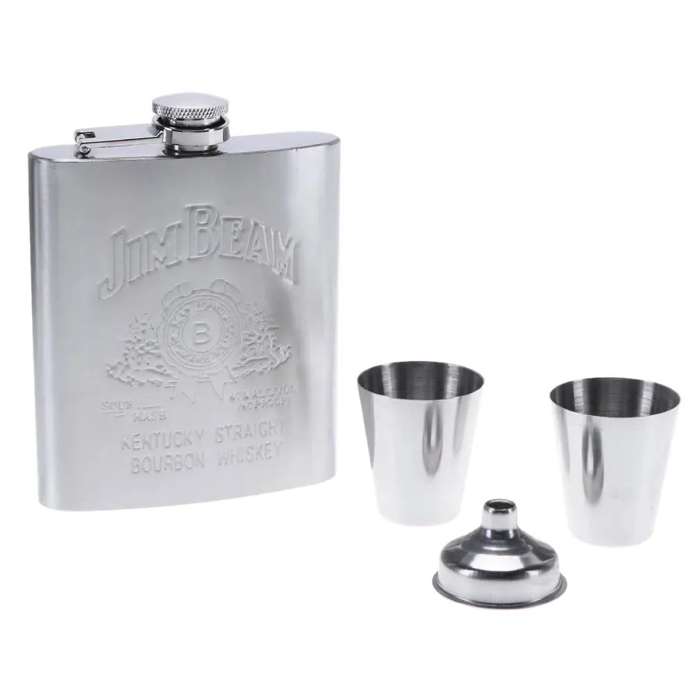 7oz Silver Whiskey Flask Set - Perfect Father's day Gift