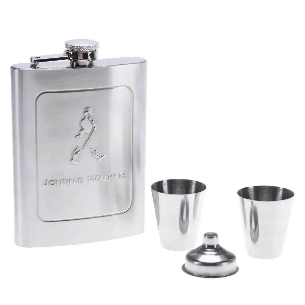 7oz Silver Whiskey Flask Set - Perfect Father's day Gift