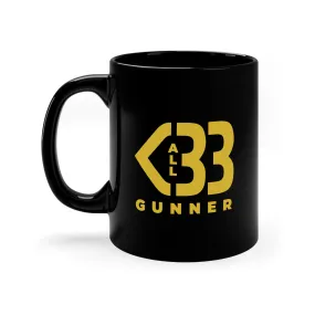 All Heart Gunner Black Coffee Mug - 11oz with Bold Gold Design