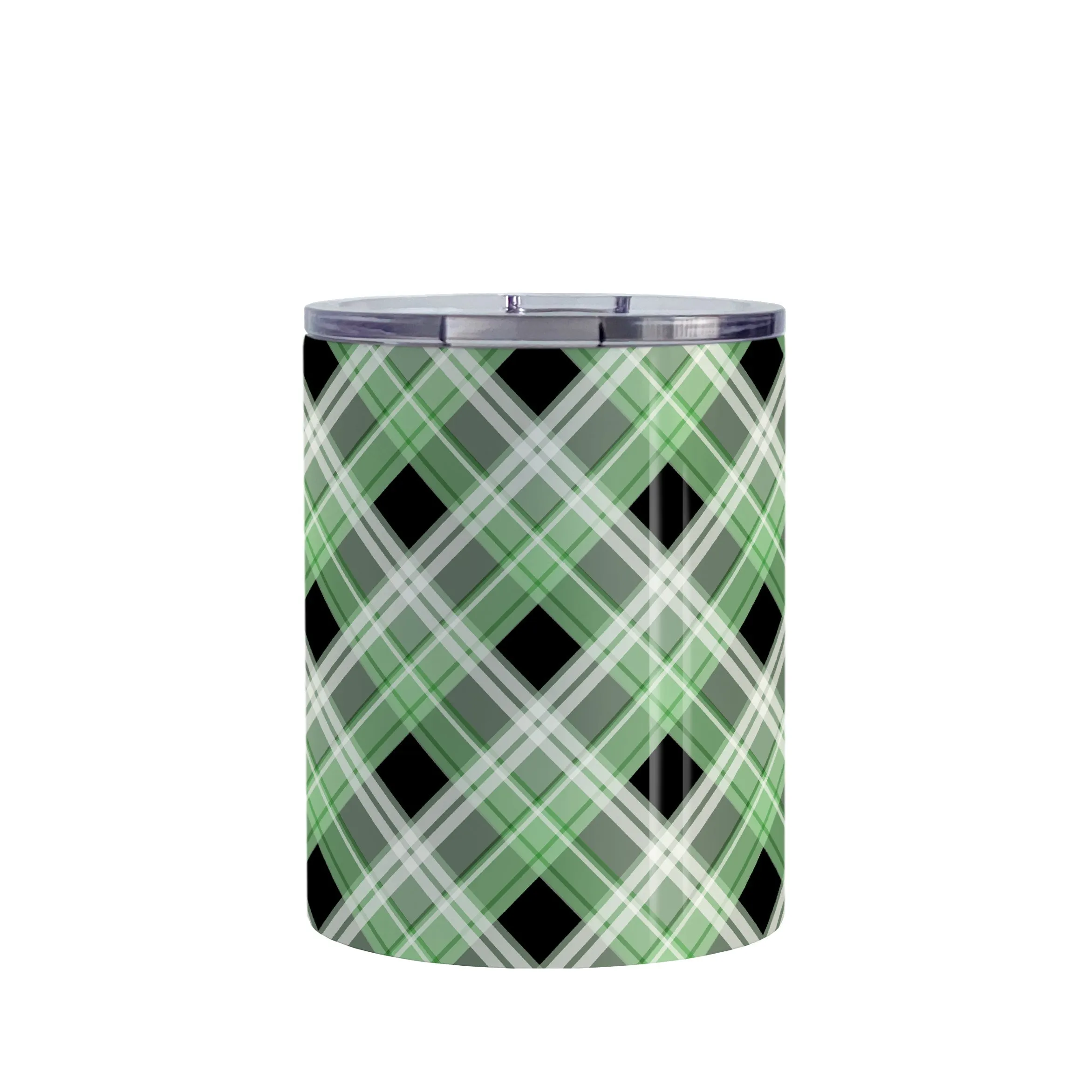 Alternative Black and Green Plaid Tumbler Cup