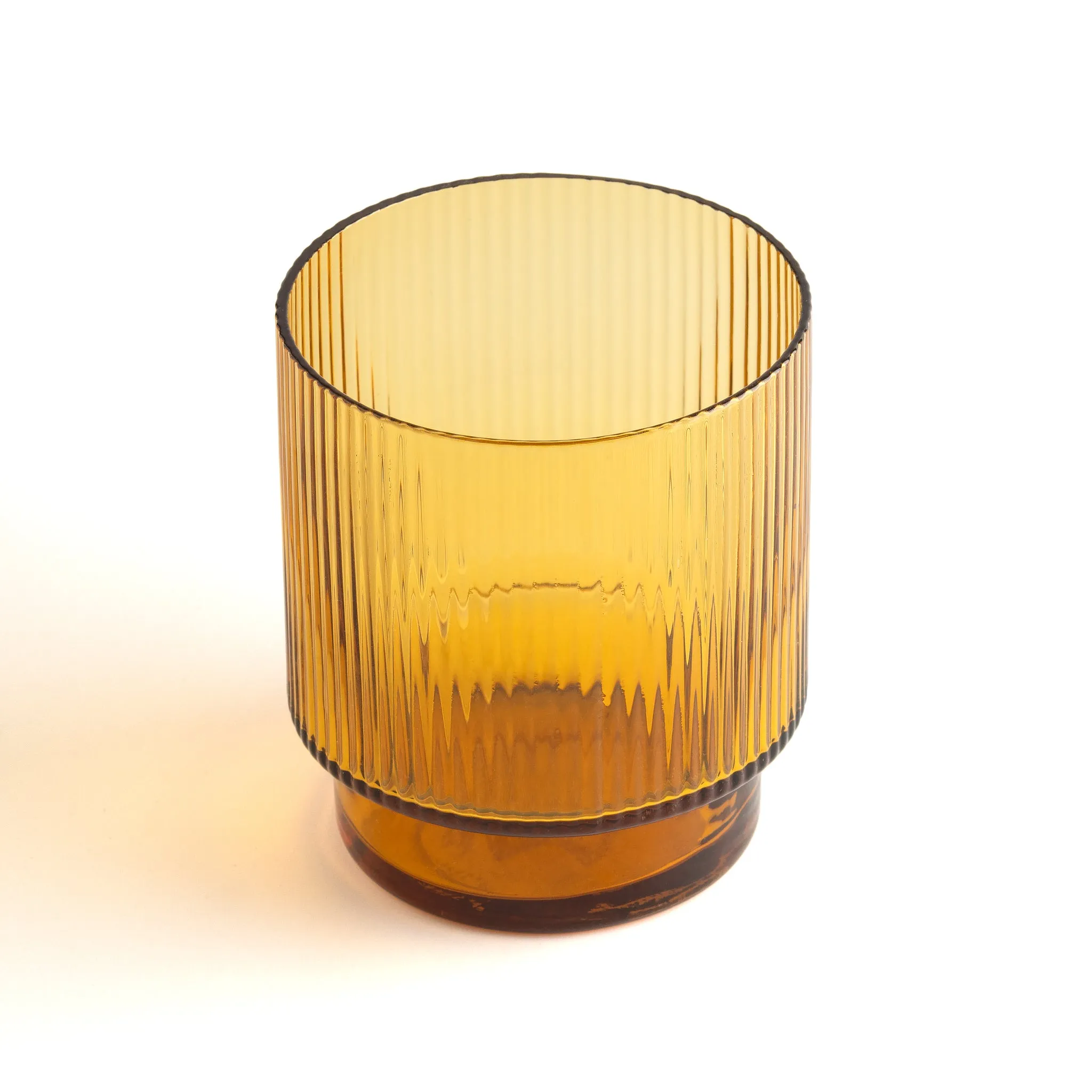 Amber Ribbed Glass Tumbler