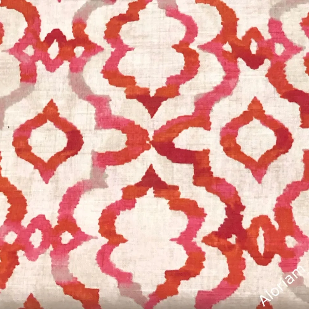 Amina Pink Red Moroccan Ikat Geometric Lattice Pillow Cover