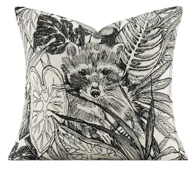 Animal Jungle Raccoon Decorative Throw Pillows for Bedroom, Large Throw Pillow for Interior Design, Contemporary Square Modern Throw Pillows for Couch