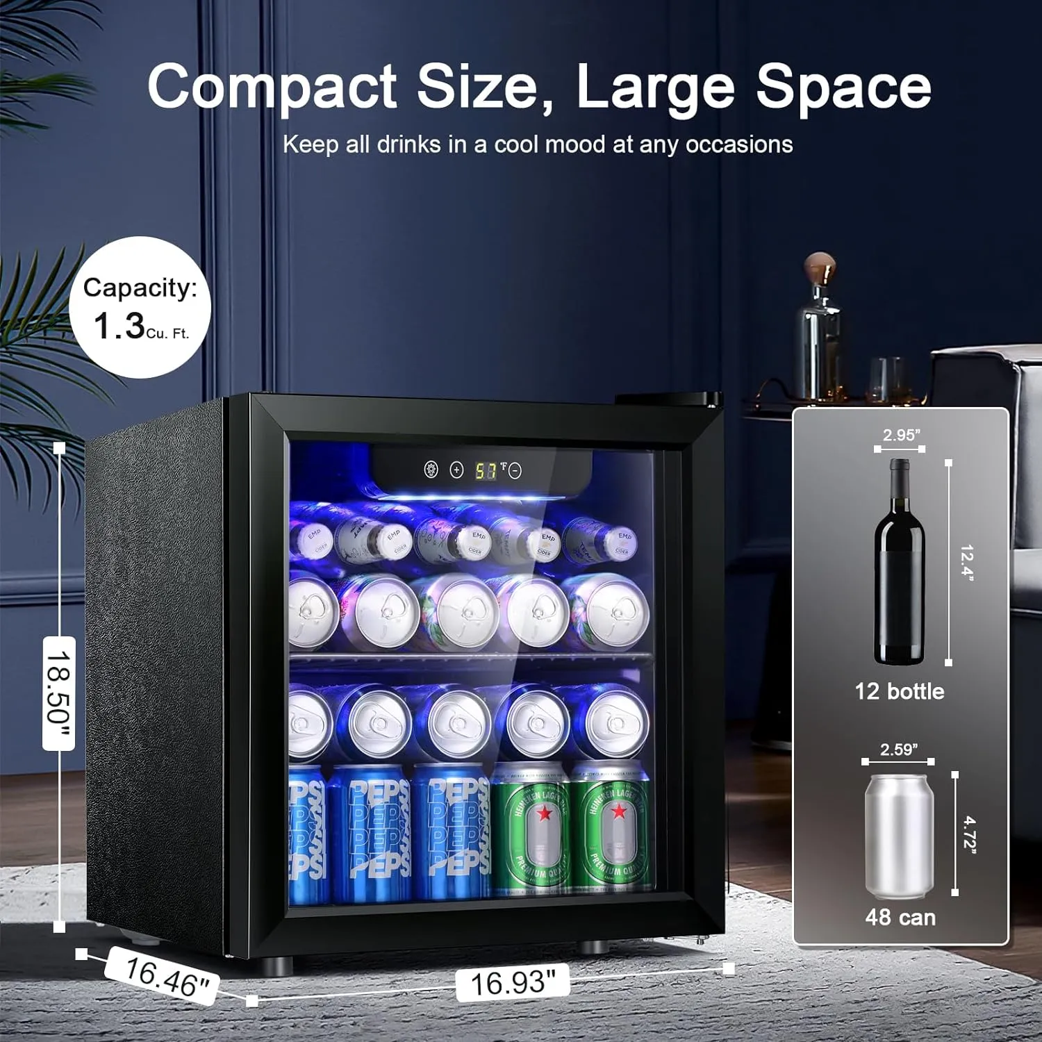 Antarctic Star 12 Bottle/48 Can Beverage Refrigerator-1.3 cu. ft