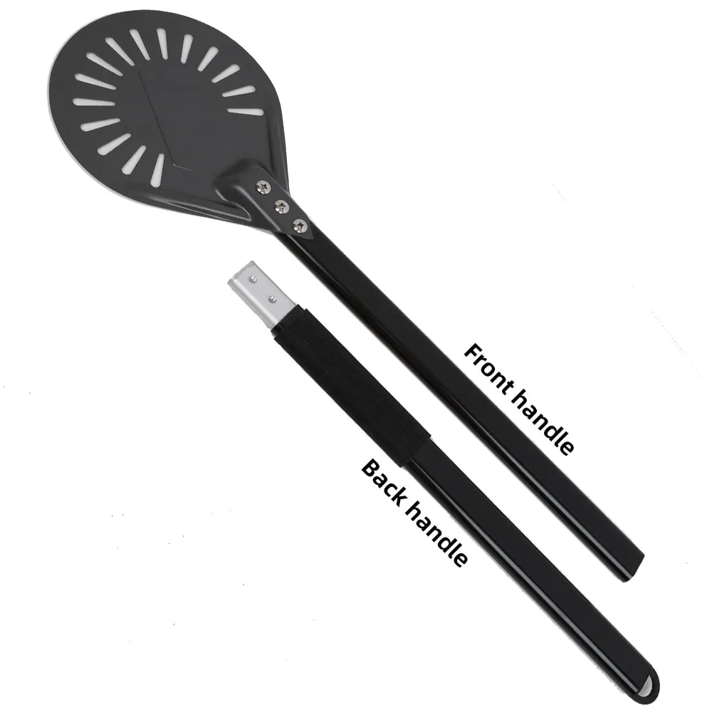 Anygleam Pizza Shovel 100cm Dark Grey for Perforated Peel with Metal Handle Oven Turning Baking Accessory