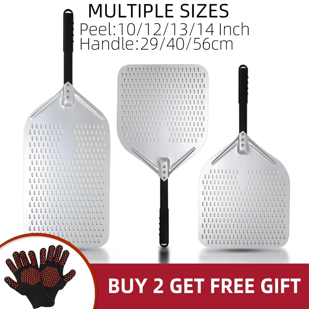 Anygleam Pizza Shovel 28cm X 108.5cm Silver for Perforated Peel with Metal Handle Oven Turning Baking Accessory