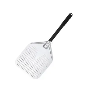 Anygleam Pizza Shovel 30 cm x 70cm Silver for Perforated Peel with Metal Handle Oven Turning Baking Accessory