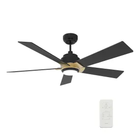 ASCENDER 52 inch 5-Blade Smart Ceiling Fan with LED Light & Remote Control - Gold/Black