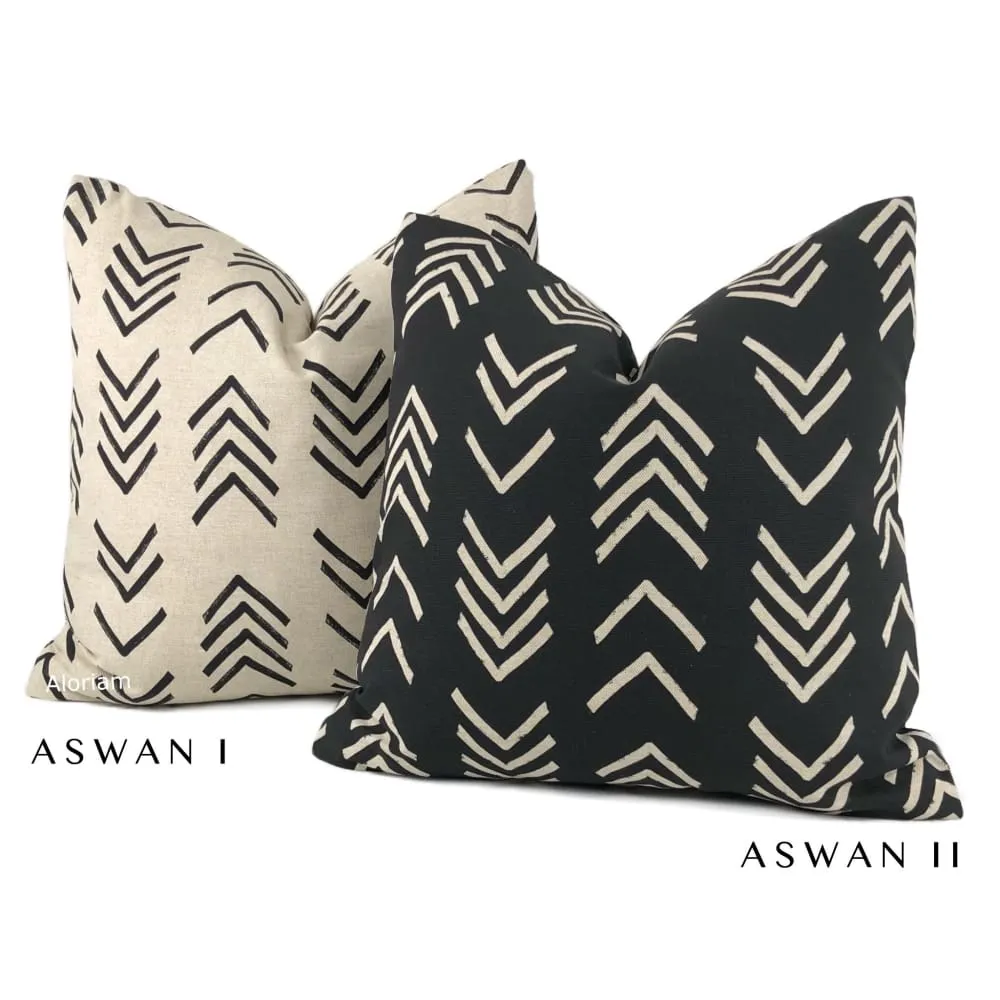 Aswan I Beige Black Tribal Arrow Print Pillow Cover