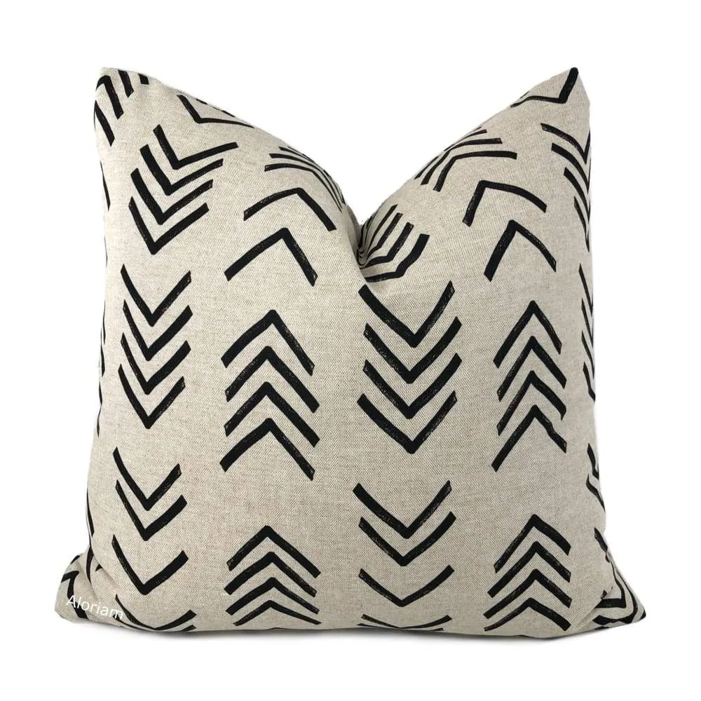 Aswan I Beige Black Tribal Arrow Print Pillow Cover