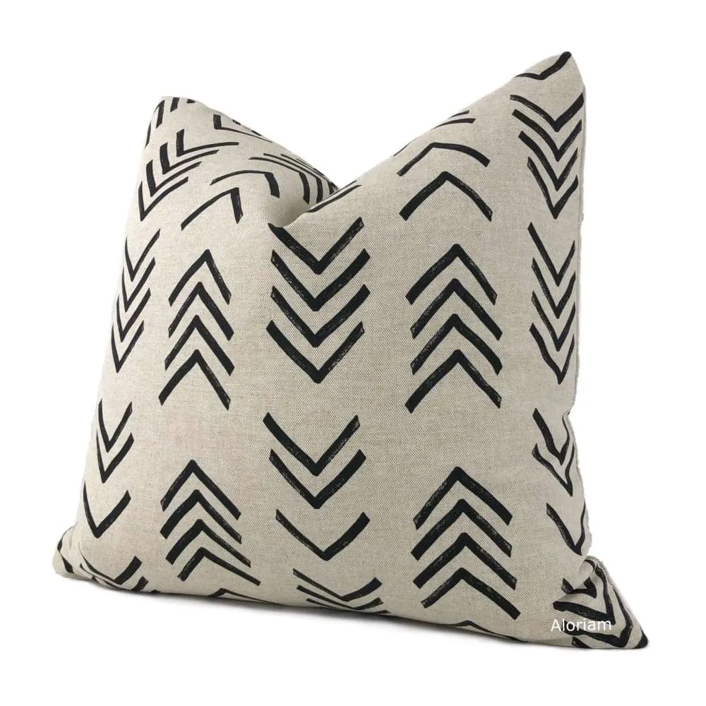 Aswan I Beige Black Tribal Arrow Print Pillow Cover