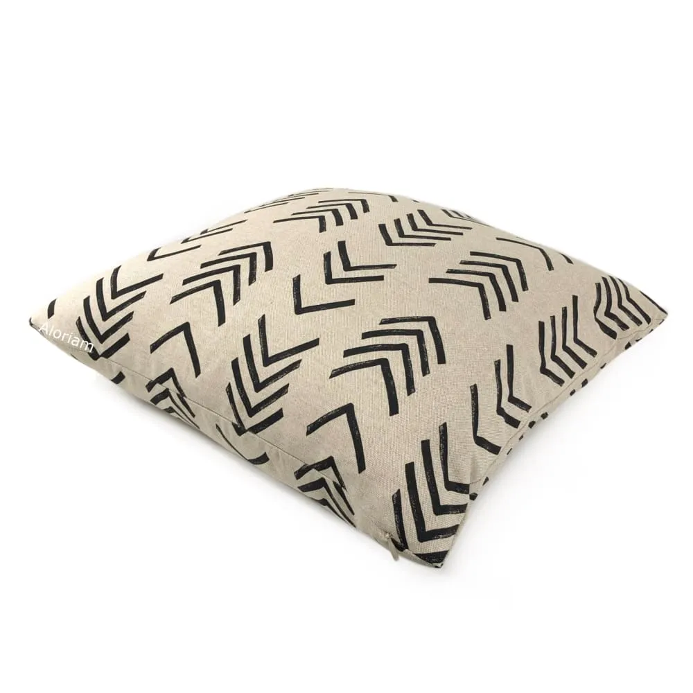 Aswan I Beige Black Tribal Arrow Print Pillow Cover