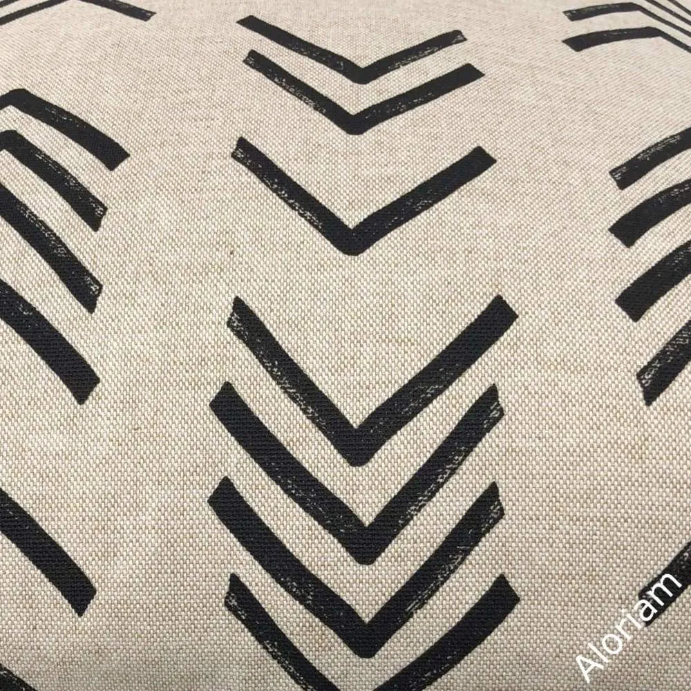 Aswan I Beige Black Tribal Arrow Print Pillow Cover