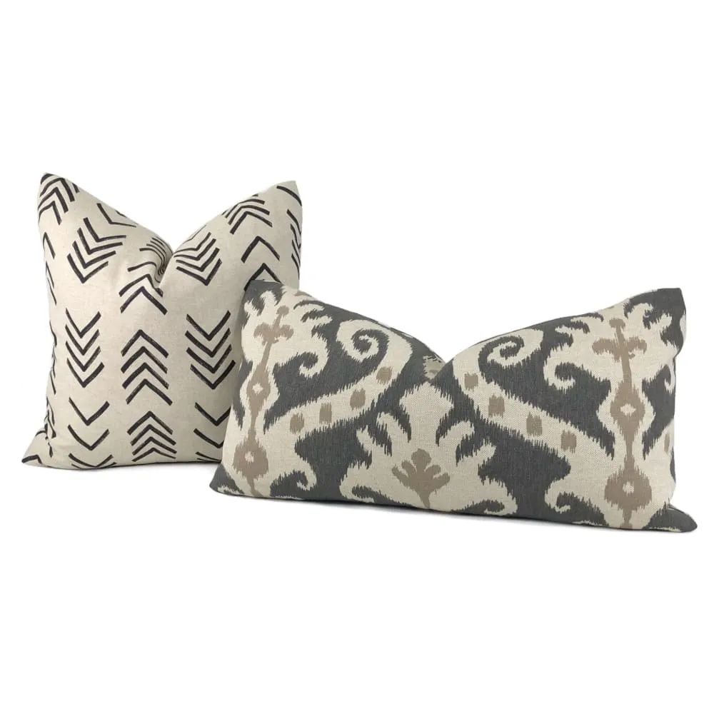 Aswan I Beige Black Tribal Arrow Print Pillow Cover