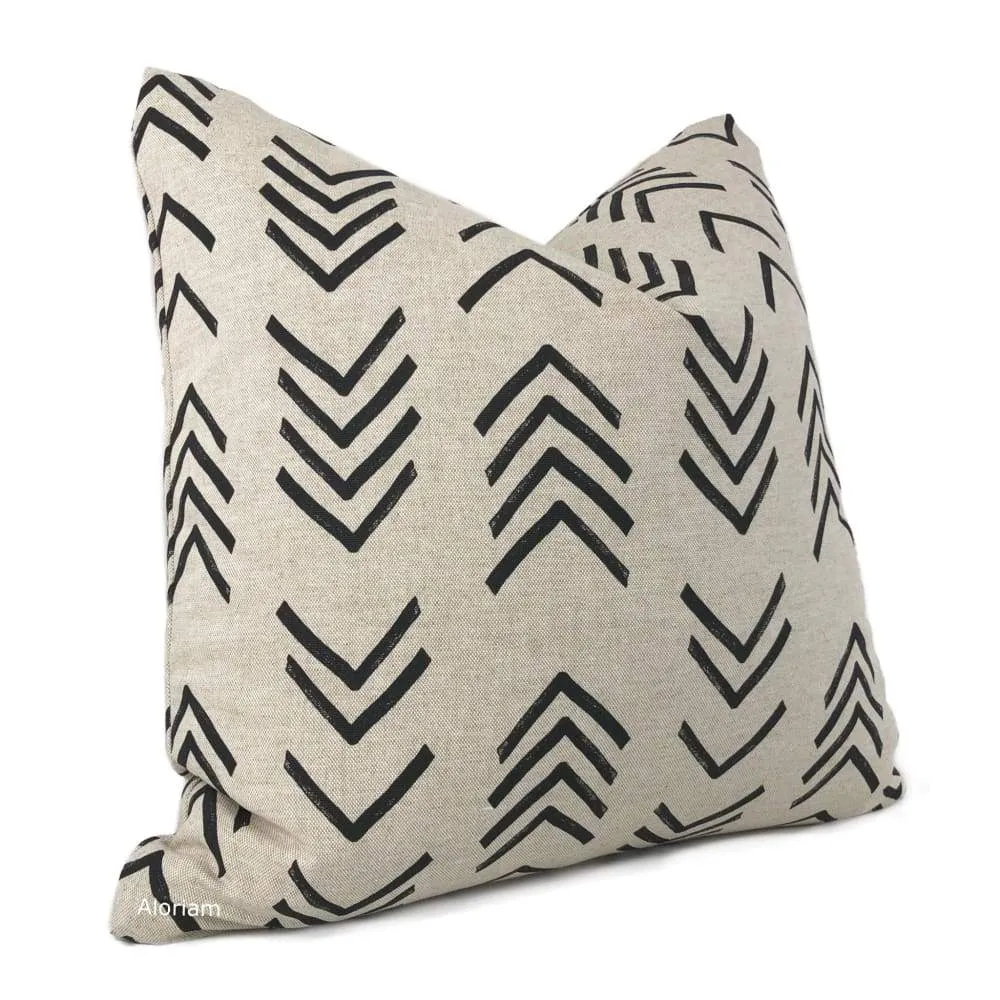 Aswan I Beige Black Tribal Arrow Print Pillow Cover