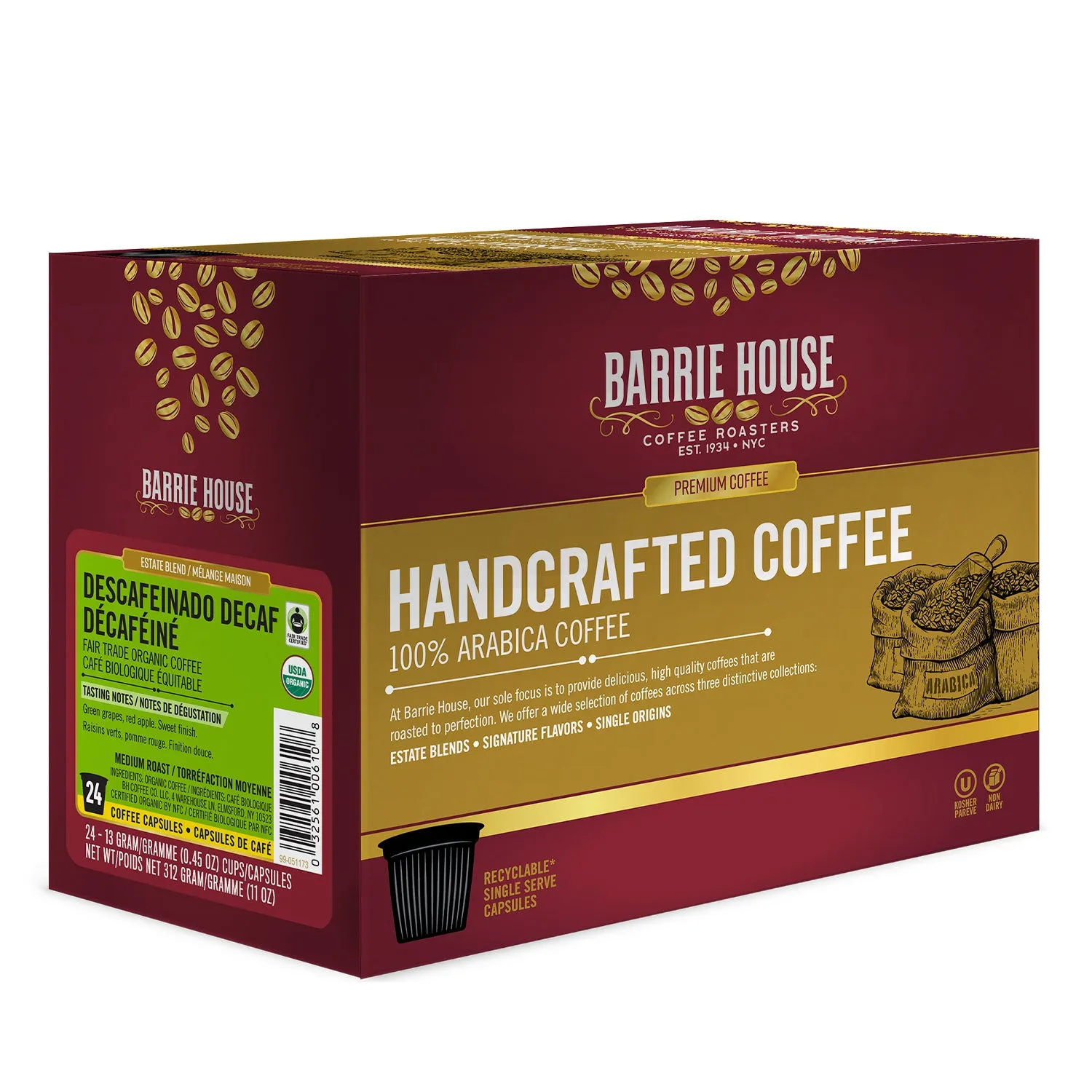 Barrie House Descafeinado Decaf Single Serve Coffee, 24 Pack