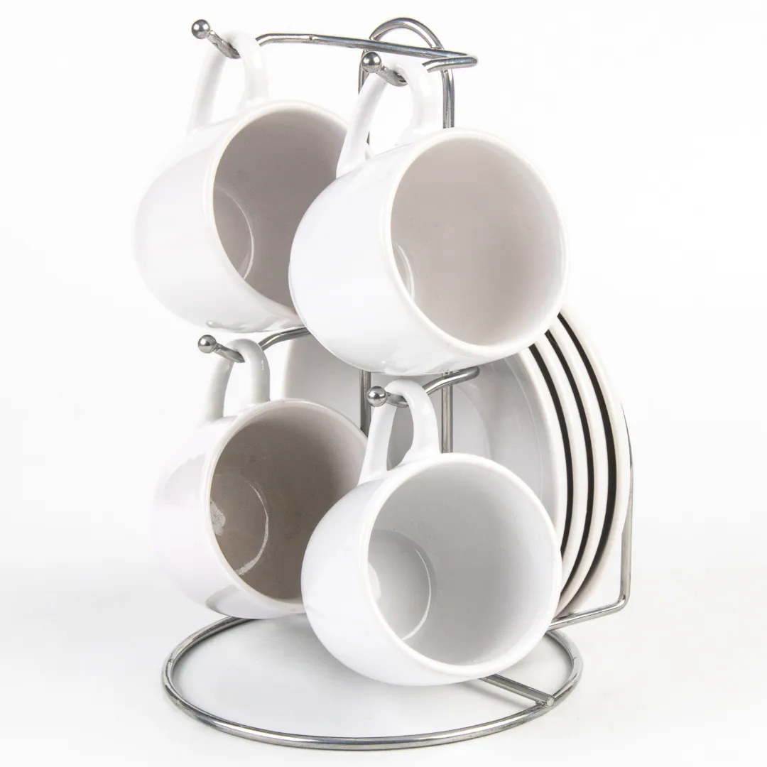 Bene Casa 9-Piece Espresso Demitasse Cup and Saucer Set with Stand (3 colors)