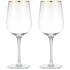 Berkware Luxurious and Elegant Long Stem Red Wine Glass with Gold tone Rim -  Set of 6