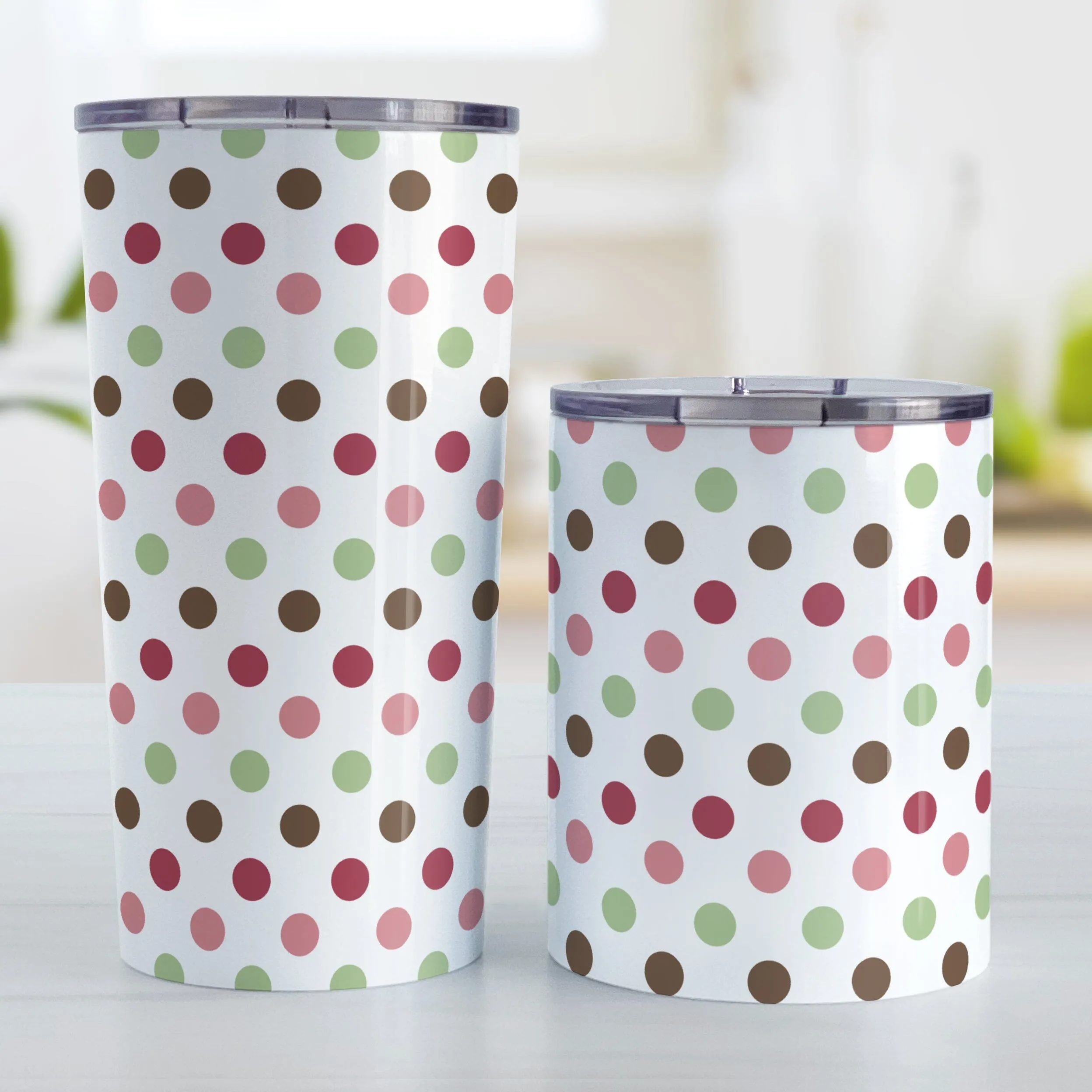 Berry Green Polka Dots Tumbler Cup