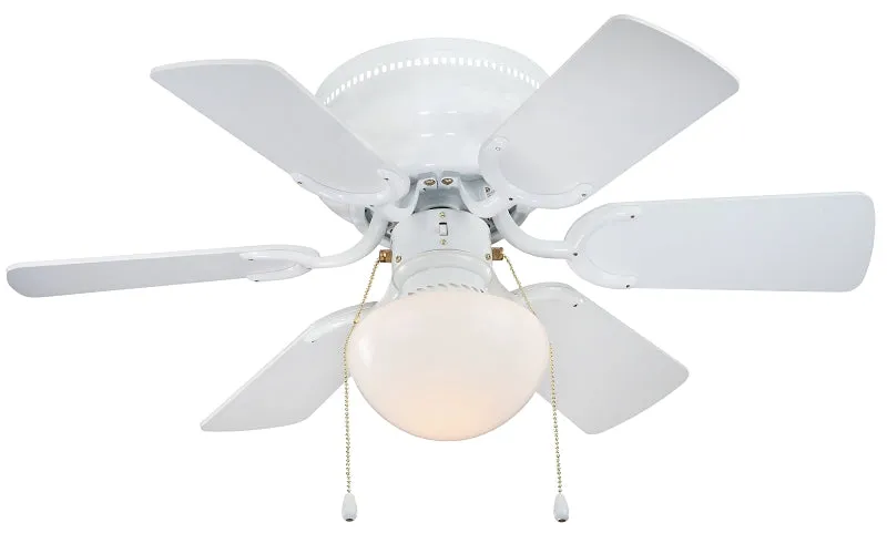 Boston Harbor CF-78108 Ceiling Fan, 6-Blade, White Housing, 30 in Sweep, MDF Blade, 3-Speed :EA: QUANTITY: 1